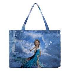 Cute Fairy In The Sky Medium Tote Bag by FantasyWorld7