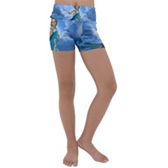 Cute Fairy In The Sky Kids  Lightweight Velour Yoga Shorts by FantasyWorld7