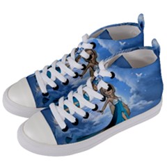 Cute Fairy In The Sky Women s Mid-top Canvas Sneakers by FantasyWorld7