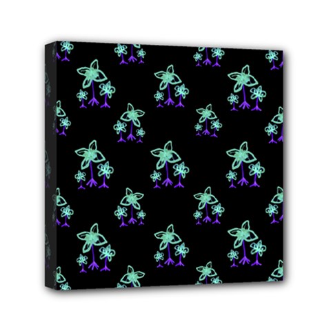 Dark Floral Drawing Print Pattern Mini Canvas 6  X 6  (stretched) by dflcprintsclothing