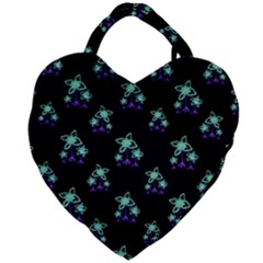 Dark Floral Drawing Print Pattern Giant Heart Shaped Tote by dflcprintsclothing