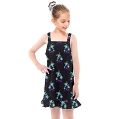 Dark Floral Drawing Print Pattern Kids  Overall Dress by dflcprintsclothing