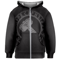 Thor Hammer With Runes Valhalla Tristella Viking Norse Mythology Mjolnir  Kids  Zipper Hoodie Without Drawstring by snek