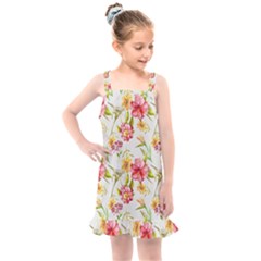 Water Color Flowers Kids  Overall Dress