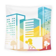 Silhouette Cityscape Building Icon Color City Square Tapestry (large) by Sudhe