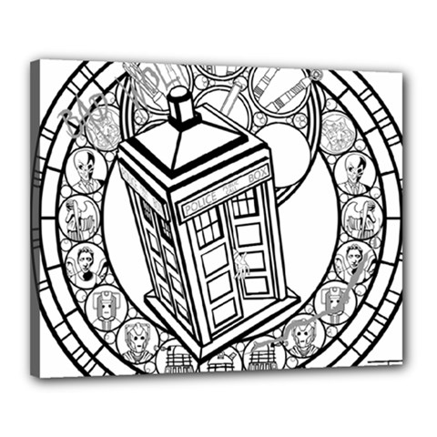 Bad Wolf Tardis Art Drawing Doctor Who Canvas 20  X 16  (stretched)