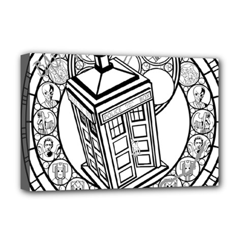 Bad Wolf Tardis Art Drawing Doctor Who Deluxe Canvas 18  X 12  (stretched)