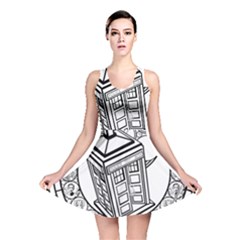 Bad Wolf Tardis Art Drawing Doctor Who Reversible Skater Dress by Sudhe