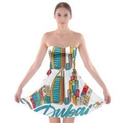 Burj Khalifa Skyline Clip Art Drawing Comic World Strapless Bra Top Dress by Sudhe