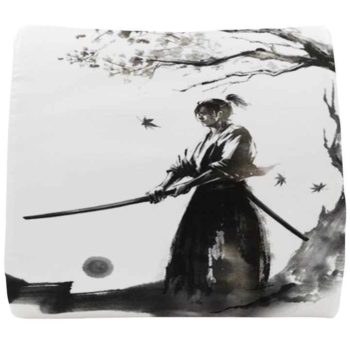 Japan Samurai Drawing   Warrior Seat Cushion