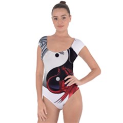 Yin And Yang Chinese Dragon Short Sleeve Leotard  by Sudhe
