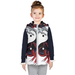 Yin And Yang Chinese Dragon Kids  Hooded Puffer Vest by Sudhe