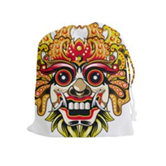 Bali Barong Mask Euclidean Vector Chiefs Face Drawstring Pouch (xl) by Sudhe