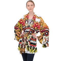 Bali Barong Mask Euclidean Vector Chiefs Face Velvet Kimono Robe