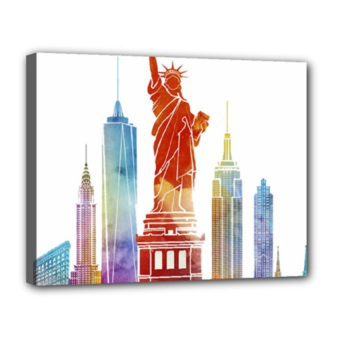 New York City Poster Watercolor Painting Illustrat Canvas 14  X 11  (stretched) by Sudhe