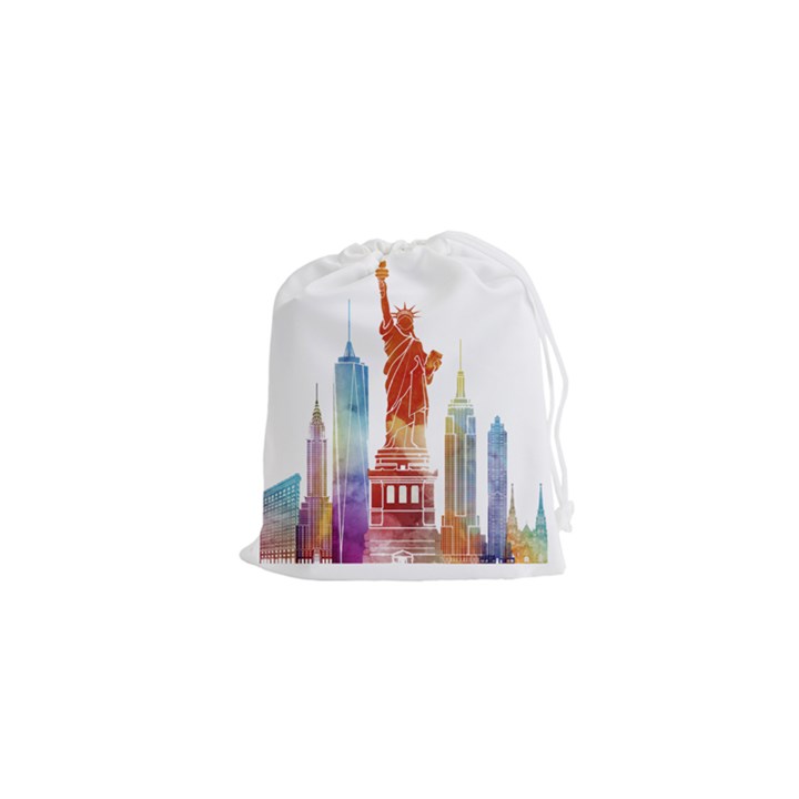 New York City Poster Watercolor Painting Illustrat Drawstring Pouch (XS)
