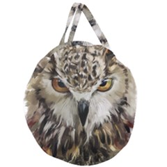 Vector Hand Painted Owl Giant Round Zipper Tote