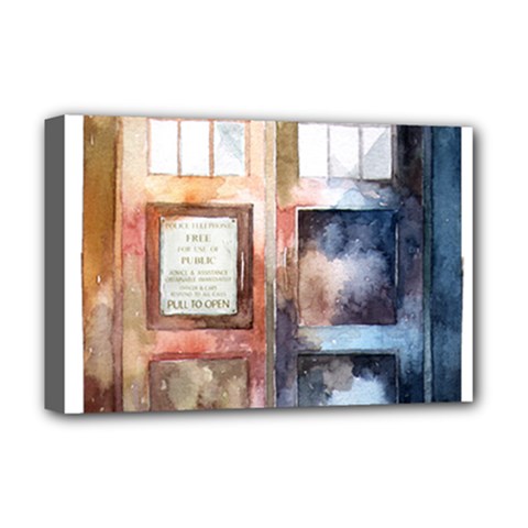 Tardis Doctor Who Transparent Deluxe Canvas 18  X 12  (stretched)