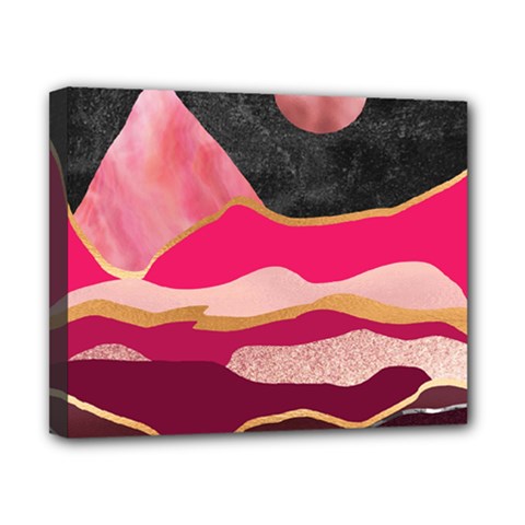 Pink And Black Abstract Mountain Landscape Canvas 10  X 8  (stretched)