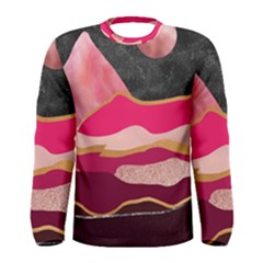 Pink And Black Abstract Mountain Landscape Men s Long Sleeve Tee