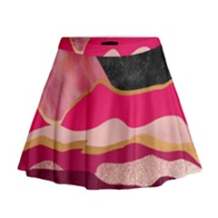 Pink And Black Abstract Mountain Landscape Mini Flare Skirt