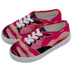 Pink And Black Abstract Mountain Landscape Kids  Classic Low Top Sneakers by charliecreates