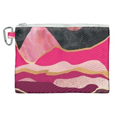 Pink And Black Abstract Mountain Landscape Canvas Cosmetic Bag (xl) by charliecreates