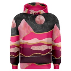 Pink And Black Abstract Mountain Landscape Men s Overhead Hoodie by charliecreates