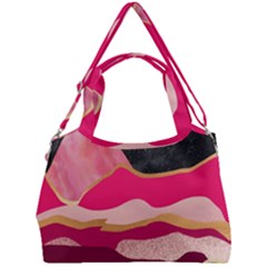 Pink And Black Abstract Mountain Landscape Double Compartment Shoulder Bag by charliecreates
