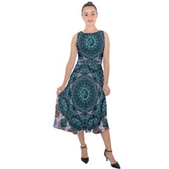 Marbels Glass And Paint Love Mandala Decorative Midi Tie-back Chiffon Dress by pepitasart