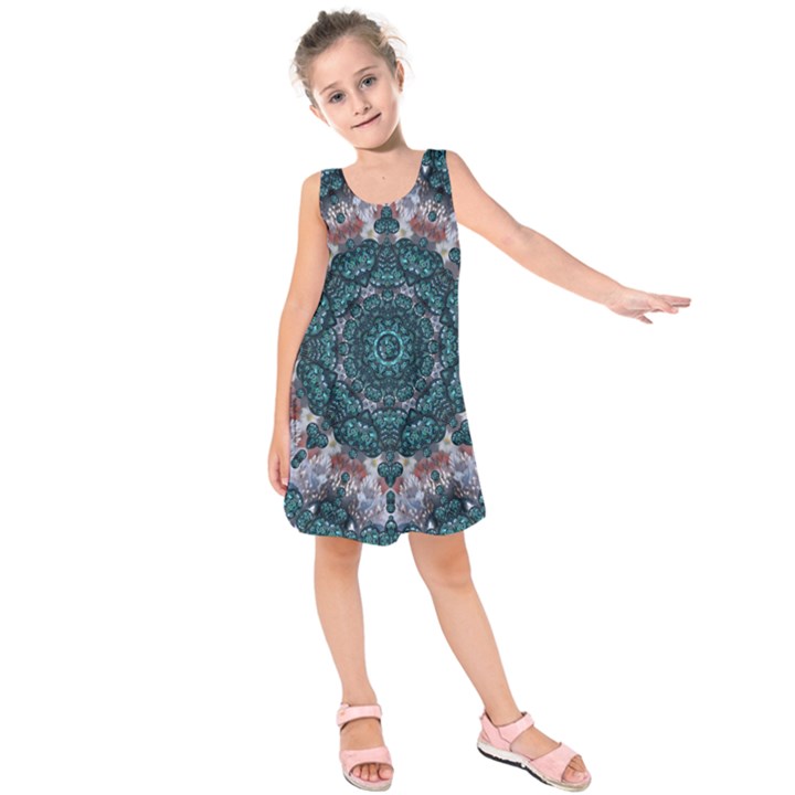 Marbels Glass And Paint Love Mandala Decorative Kids  Sleeveless Dress