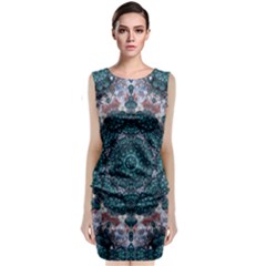 Marbels Glass And Paint Love Mandala Decorative Sleeveless Velvet Midi Dress by pepitasart