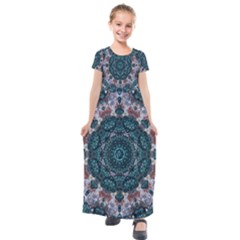 Marbels Glass And Paint Love Mandala Decorative Kids  Short Sleeve Maxi Dress by pepitasart