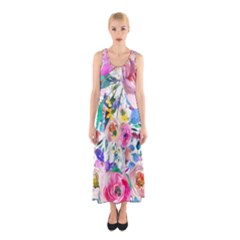 Lovely Pinky Floral Sleeveless Maxi Dress by wowclothings