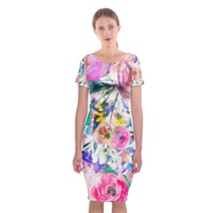 Lovely Pinky Floral Classic Short Sleeve Midi Dress by wowclothings