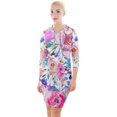 Lovely Pinky Floral Quarter Sleeve Hood Bodycon Dress by wowclothings