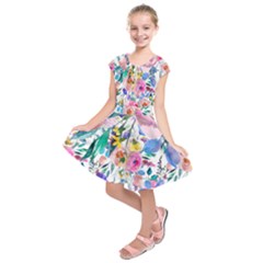 Lovely Pinky Floral Kids  Short Sleeve Dress by wowclothings