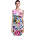 Lovely Pinky Floral Sleeveless Velvet Midi Dress View1