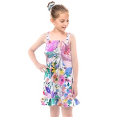 Lovely Pinky Floral Kids  Overall Dress