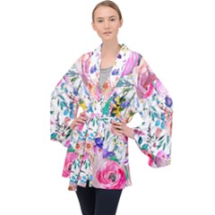 Lovely Pinky Floral Velvet Kimono Robe by wowclothings