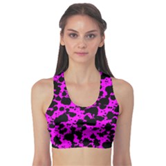 Black And Pink Leopard Style Paint Splash Funny Pattern Sports Bra by yoursparklingshop