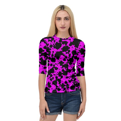 Black And Pink Leopard Style Paint Splash Funny Pattern Quarter Sleeve Raglan Tee by yoursparklingshop