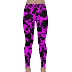 Black And Pink Leopard Style Paint Splash Funny Pattern Classic Yoga Leggings by yoursparklingshop