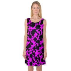 Black And Pink Leopard Style Paint Splash Funny Pattern Sleeveless Satin Nightdress by yoursparklingshop