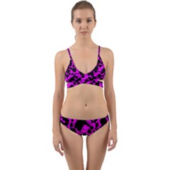 Black And Pink Leopard Style Paint Splash Funny Pattern Wrap Around Bikini Set by yoursparklingshop