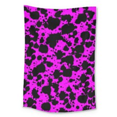 Black And Pink Leopard Style Paint Splash Funny Pattern Large Tapestry by yoursparklingshop