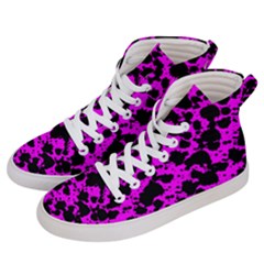 Black And Pink Leopard Style Paint Splash Funny Pattern Women s Hi-top Skate Sneakers by yoursparklingshop
