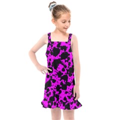 Black And Pink Leopard Style Paint Splash Funny Pattern Kids  Overall Dress by yoursparklingshop
