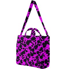 Black And Pink Leopard Style Paint Splash Funny Pattern Square Shoulder Tote Bag by yoursparklingshop