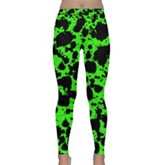 Black And Green Leopard Style Paint Splash Funny Pattern Classic Yoga Leggings by yoursparklingshop